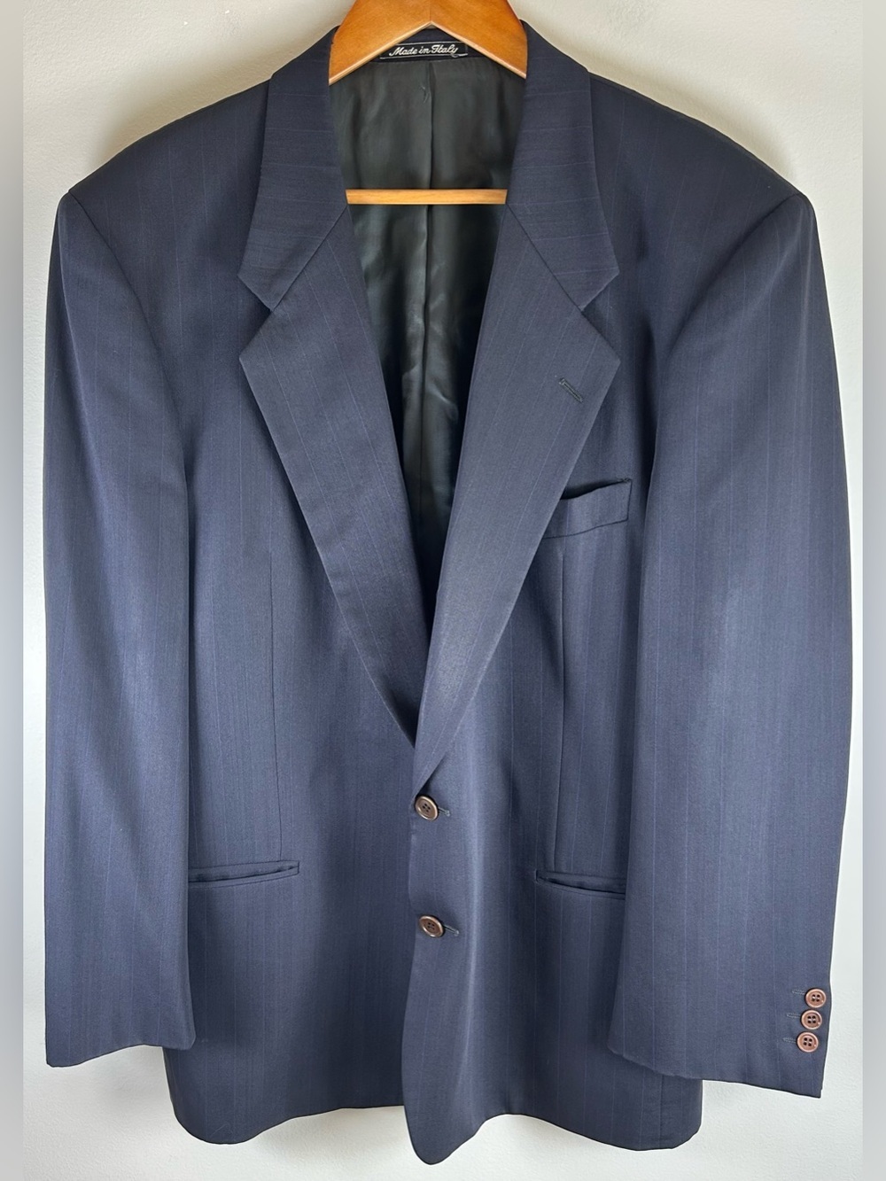 Valentino Uomo Men’s Blazer Sport Jacket Navy Pinstripes Virgin Wool Italy 44R